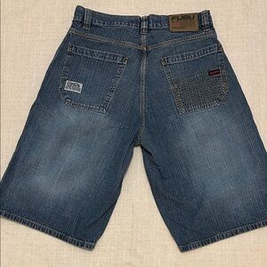 FUBU The Collection Shorts Men's 32 Blue Jeans Y2K Retro Distressed